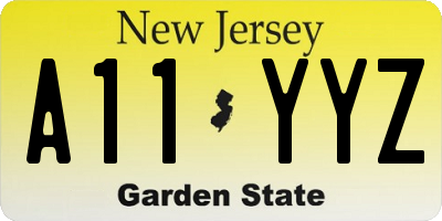 NJ license plate A11YYZ