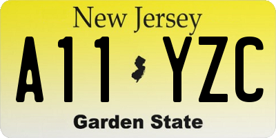 NJ license plate A11YZC