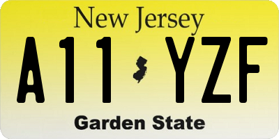 NJ license plate A11YZF