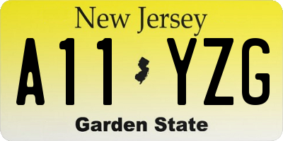 NJ license plate A11YZG