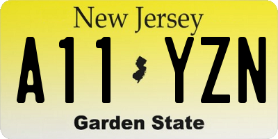 NJ license plate A11YZN