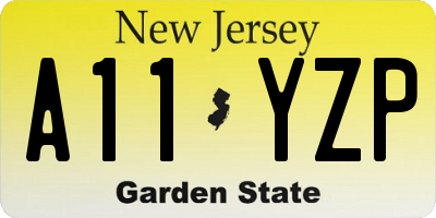 NJ license plate A11YZP