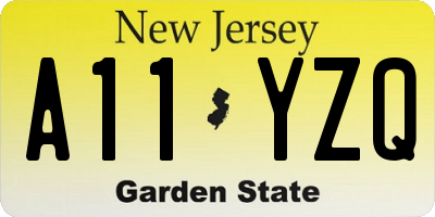 NJ license plate A11YZQ