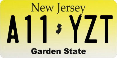 NJ license plate A11YZT