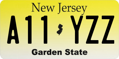 NJ license plate A11YZZ