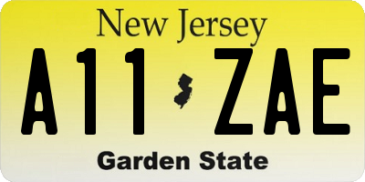 NJ license plate A11ZAE