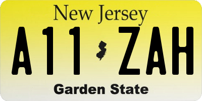NJ license plate A11ZAH