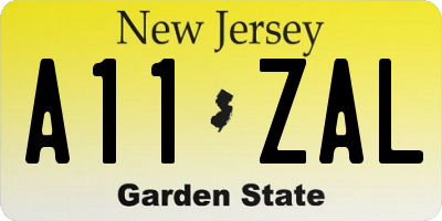 NJ license plate A11ZAL