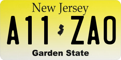 NJ license plate A11ZAO