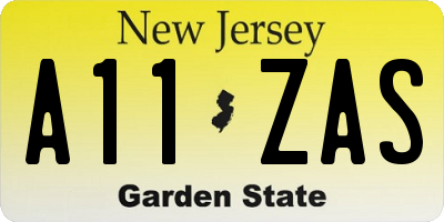 NJ license plate A11ZAS