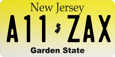 NJ license plate A11ZAX