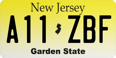 NJ license plate A11ZBF