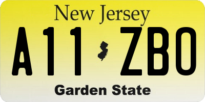 NJ license plate A11ZBO