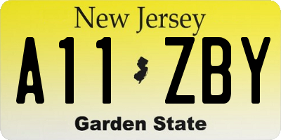 NJ license plate A11ZBY