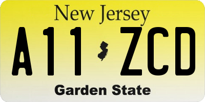 NJ license plate A11ZCD