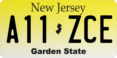 NJ license plate A11ZCE