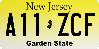 NJ license plate A11ZCF