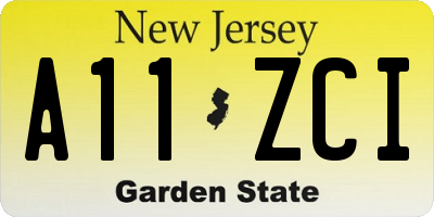NJ license plate A11ZCI