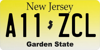 NJ license plate A11ZCL