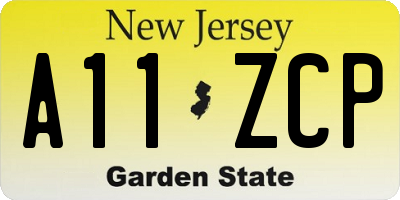 NJ license plate A11ZCP