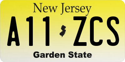 NJ license plate A11ZCS