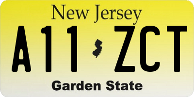 NJ license plate A11ZCT