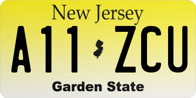 NJ license plate A11ZCU