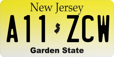 NJ license plate A11ZCW
