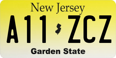 NJ license plate A11ZCZ