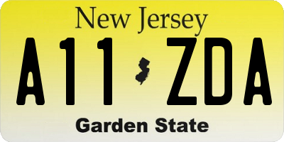 NJ license plate A11ZDA