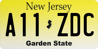 NJ license plate A11ZDC