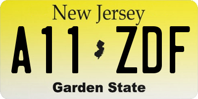 NJ license plate A11ZDF