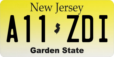 NJ license plate A11ZDI