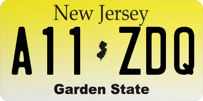 NJ license plate A11ZDQ