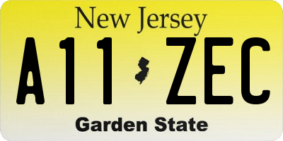 NJ license plate A11ZEC