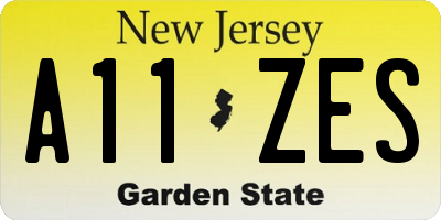 NJ license plate A11ZES