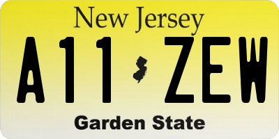 NJ license plate A11ZEW