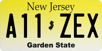 NJ license plate A11ZEX