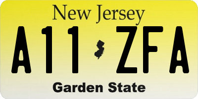 NJ license plate A11ZFA
