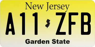 NJ license plate A11ZFB