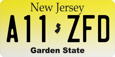 NJ license plate A11ZFD