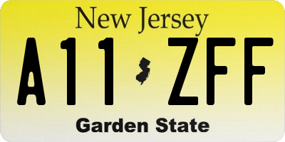 NJ license plate A11ZFF