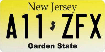 NJ license plate A11ZFX