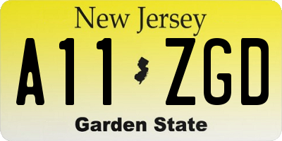 NJ license plate A11ZGD