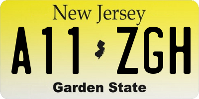 NJ license plate A11ZGH