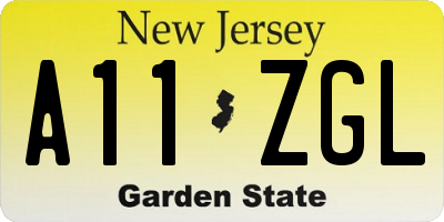 NJ license plate A11ZGL