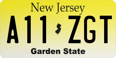 NJ license plate A11ZGT