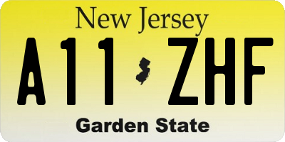 NJ license plate A11ZHF