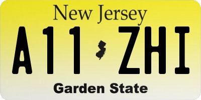 NJ license plate A11ZHI