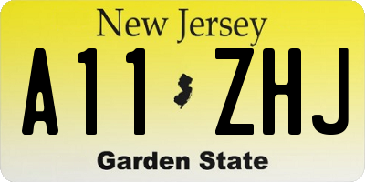 NJ license plate A11ZHJ